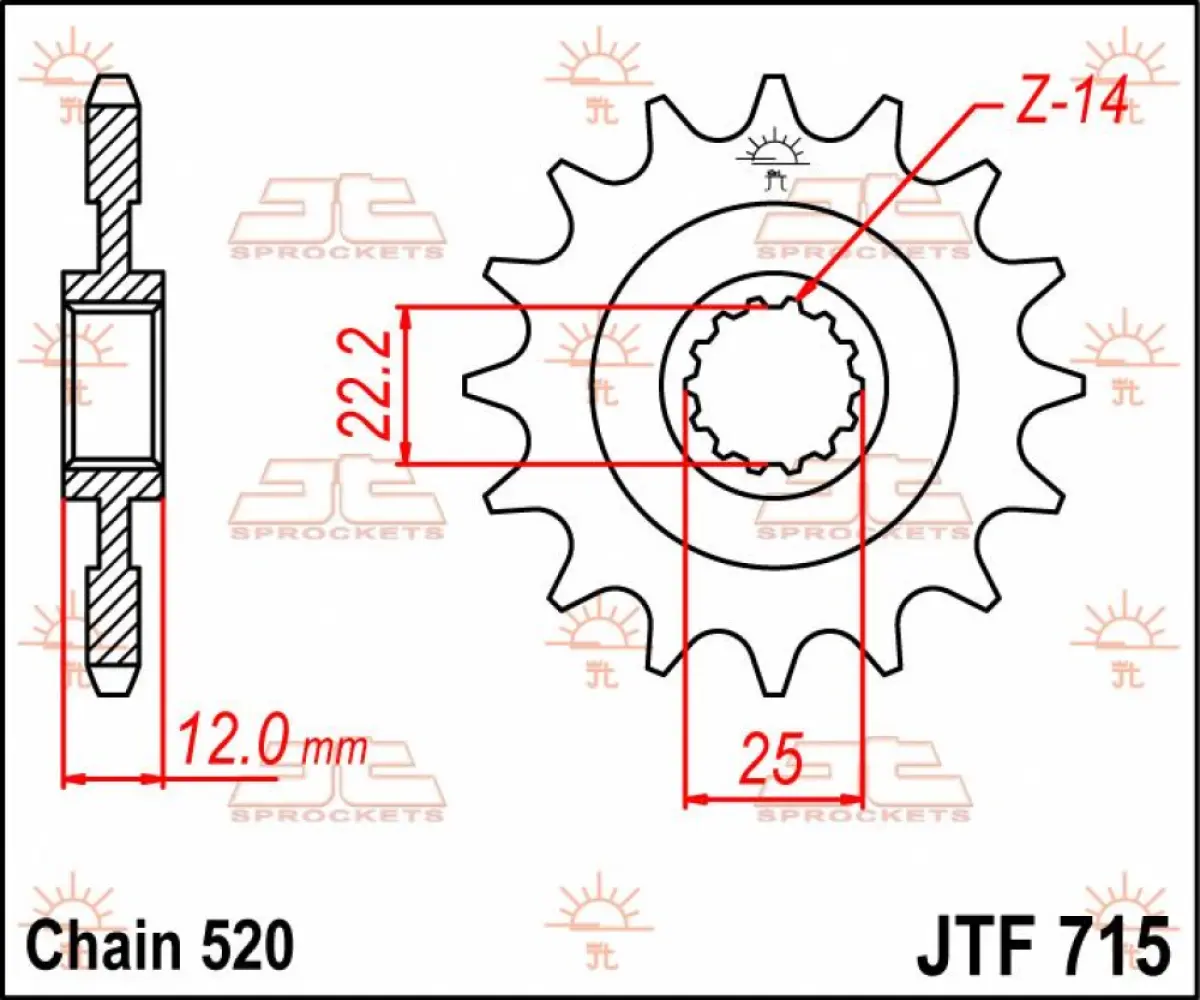 JT SPROCKETS - SPROCKET FRONT 12T 520 - 12120604