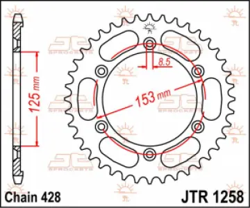 JT SPROCKETS - SPROCKET REAR 54T 428 - 12100404