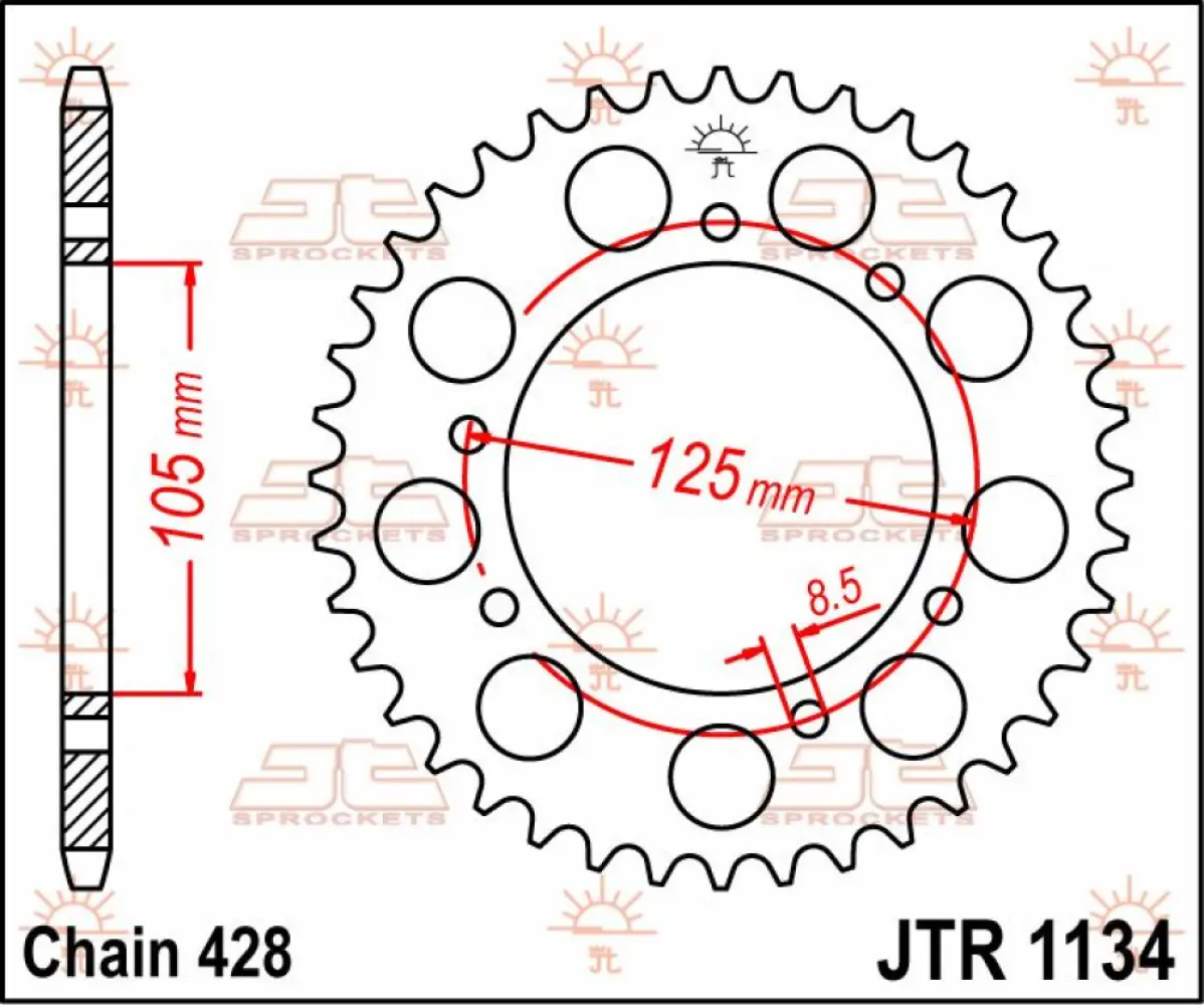 JT SPROCKETS - SPROCKET REAR 54T 428 - 12100773