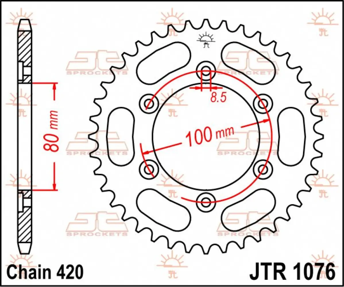 JT SPROCKETS - SPROCKET REAR 52T 420 - 12100767