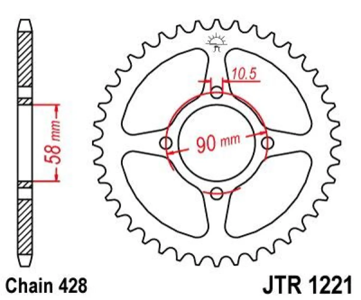 JT SPROCKETS - SPROCKET REAR 44T 428 - 12101054