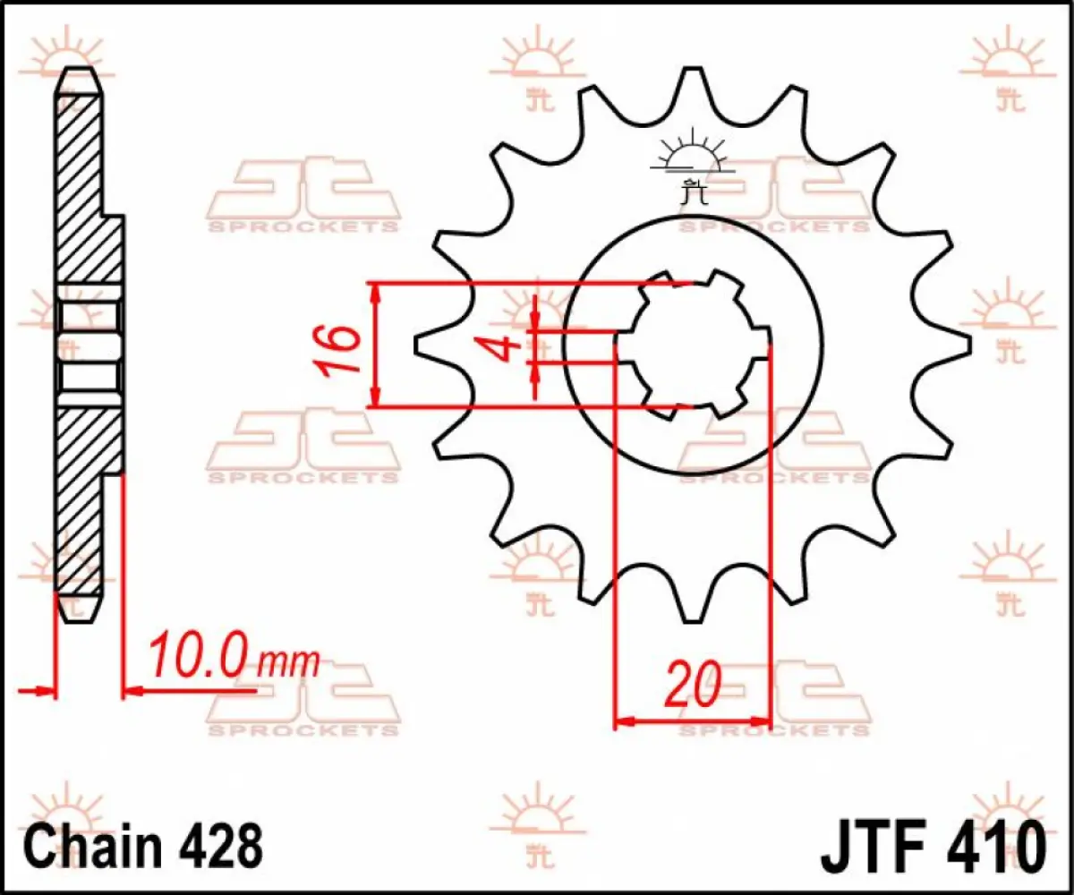JT SPROCKETS - SPROCKET FRONT 14T 428 - 12120579