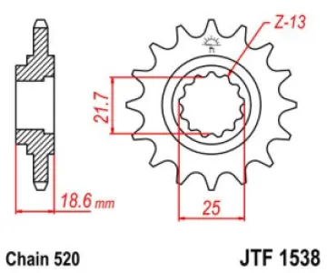 JT SPROCKETS - SPROCKET FRONT 13T 520 - 12121221