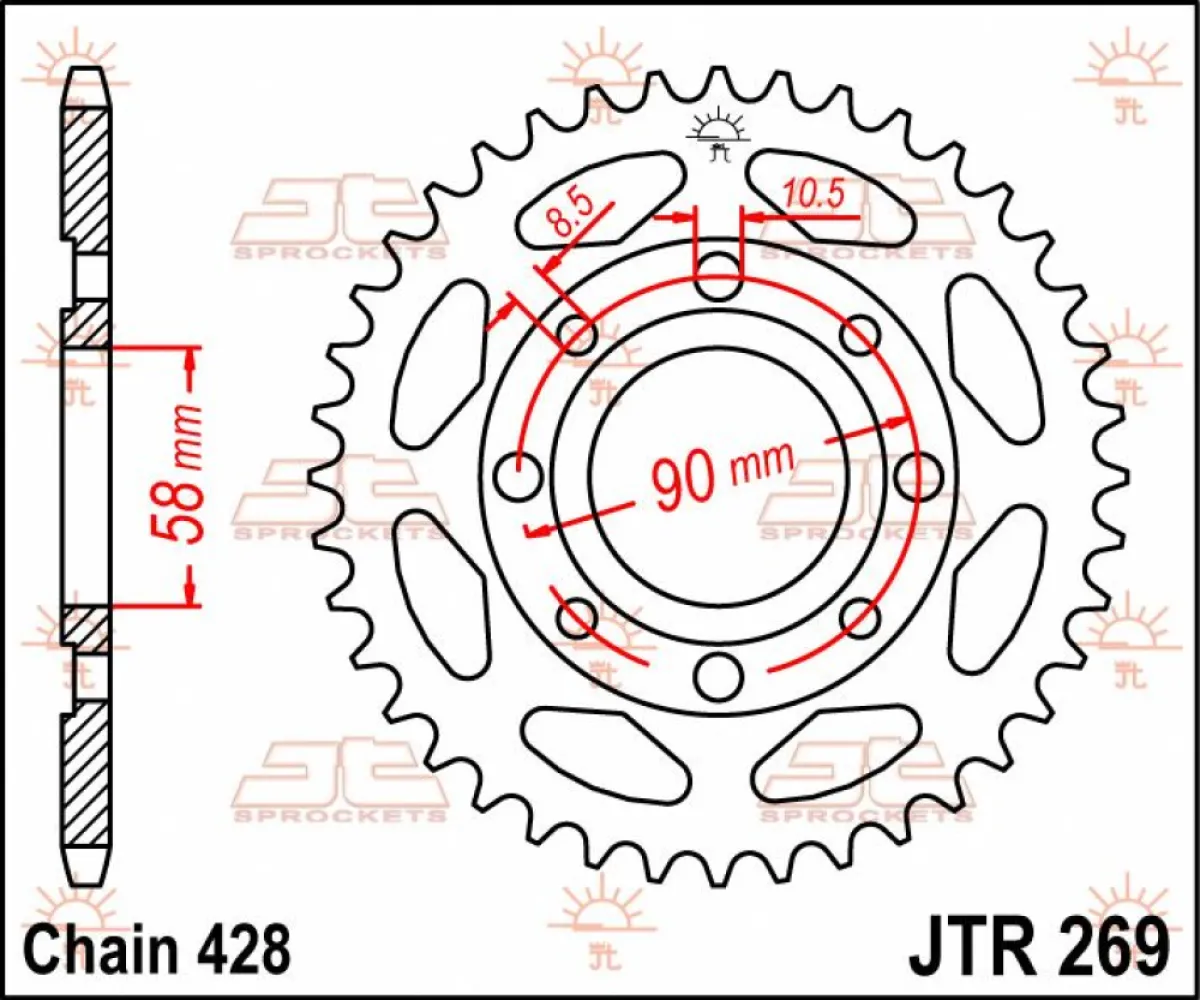 JT SPROCKETS - SPROCKET REAR 43T 428 - 12100433