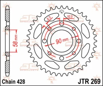 JT SPROCKETS - SPROCKET REAR 43T 428 - 12100433