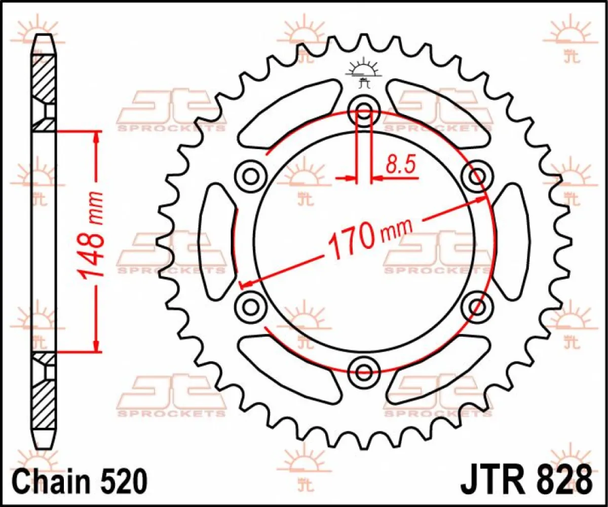 JT SPROCKETS - SPROCKET REAR 48T 520 - 12100478