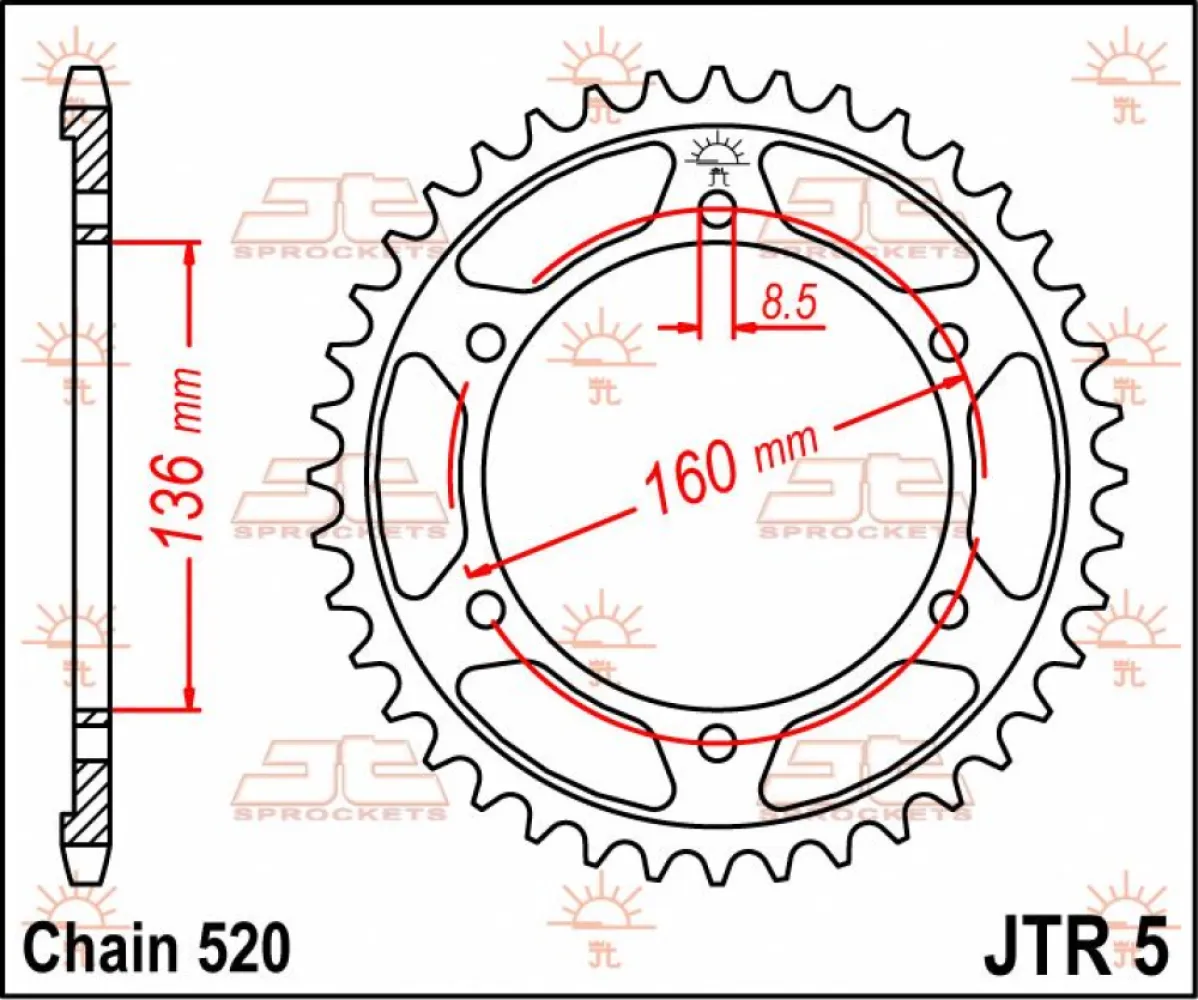 JT SPROCKETS - SPROCKET REAR 43T 520 - 12100714