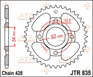 JT SPROCKETS - SPROCKET REAR 45T 428 - 12100731