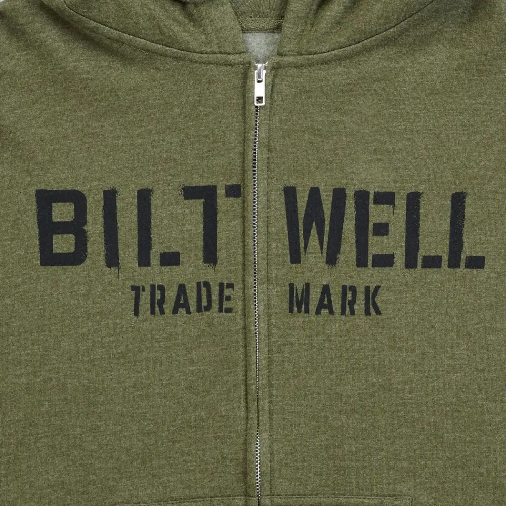BILTWELL - HOODIE STENCIL ZIP OLIVE LG - 30507115