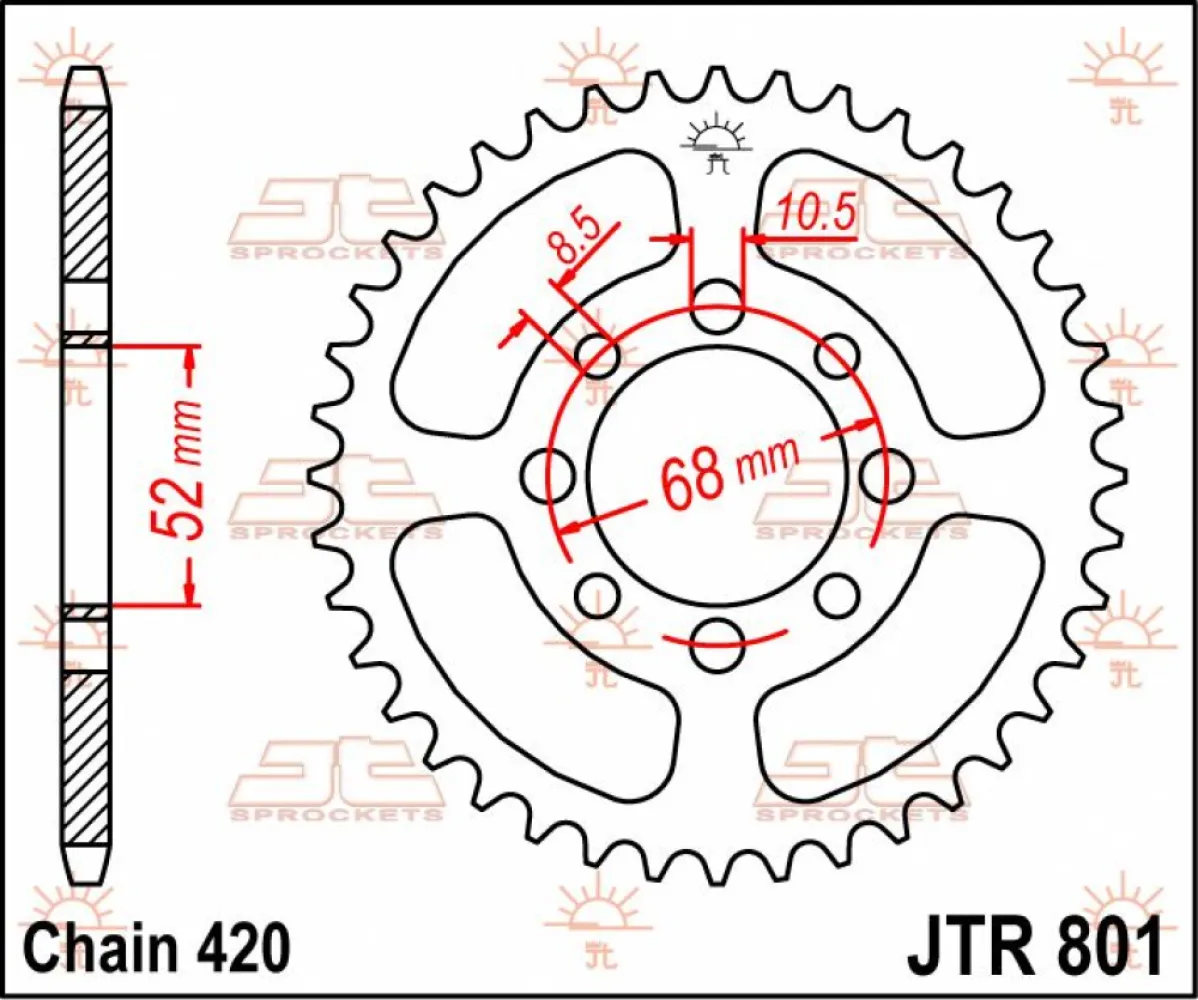 JT SPROCKETS - SPROCKET REAR 51T 420 - 12101864