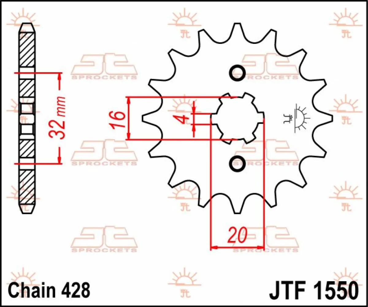 JT SPROCKETS - SPROCKET FRONT 14T 428 - 12120785