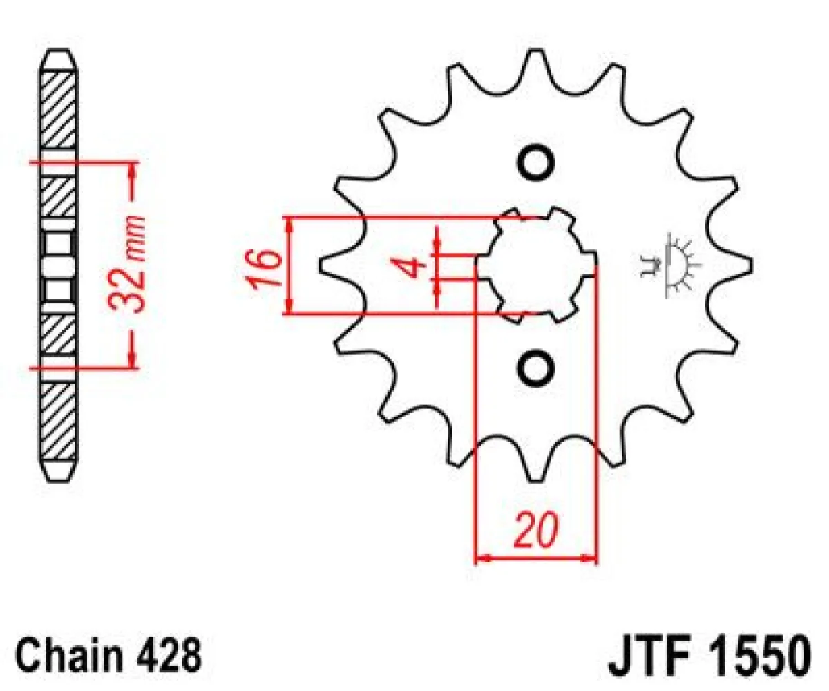 JT SPROCKETS - SPROCKET FRONT 13T 428 - 12121222