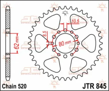 JT SPROCKETS - SPROCKET REAR 45T 520 - 12100732