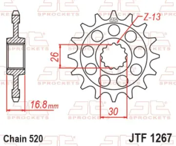 JT SPROCKETS - SPROCKET FRONT 16T 520 RU - 12122423