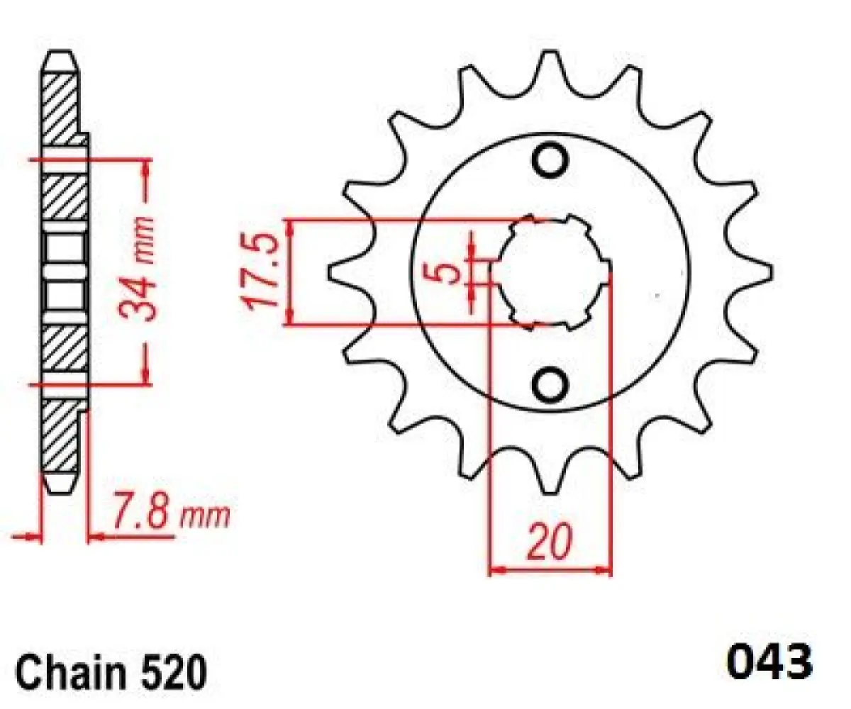 MOTO-MASTER - FRNT SPRCKET STEEL 520-14T HON - 12122489