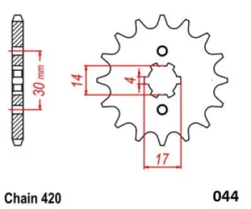MOTO-MASTER - FRNT SPRCKET STEEL 420-14T KWS - 12122490