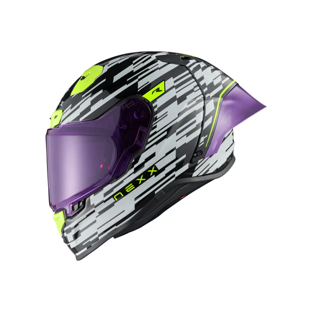 Nexx Helmet X.R3R GLITCH RACER CARBON WHITE NEON
