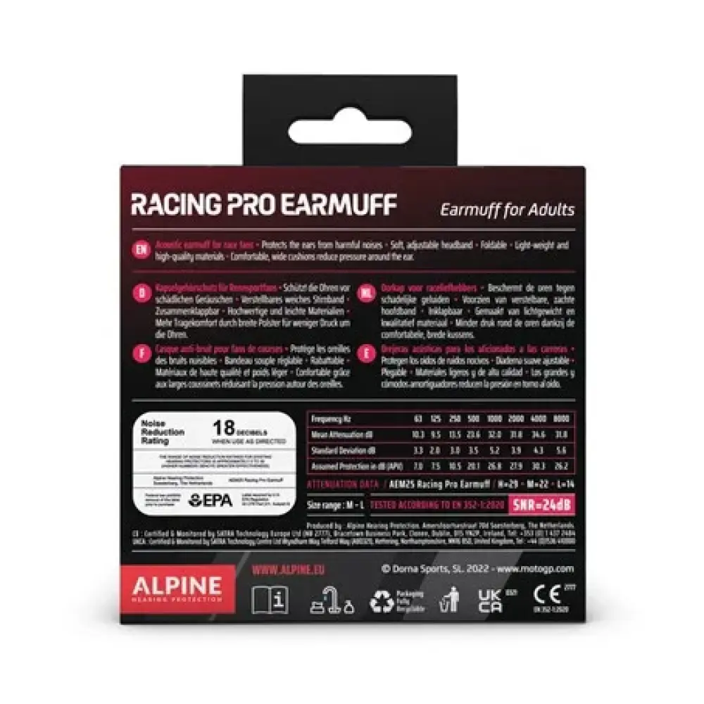 Alpine MotoGP Racing Pro Earmuff Black