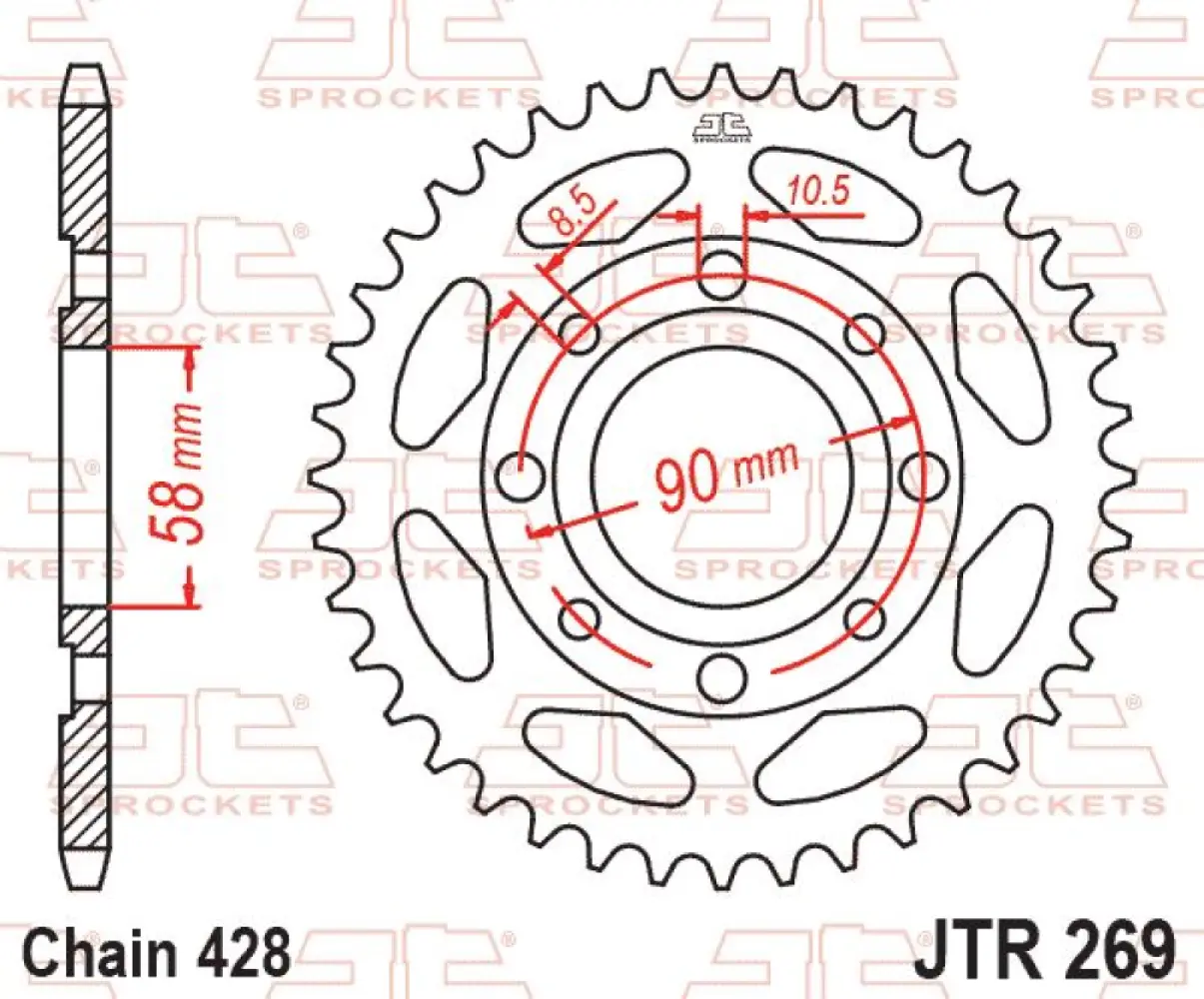 JT SPROCKETS - SPROCKET REAR 45T 428 - 12101066