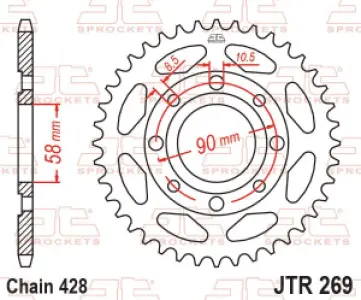 JT SPROCKETS - SPROCKET REAR 45T 428 - 12101066