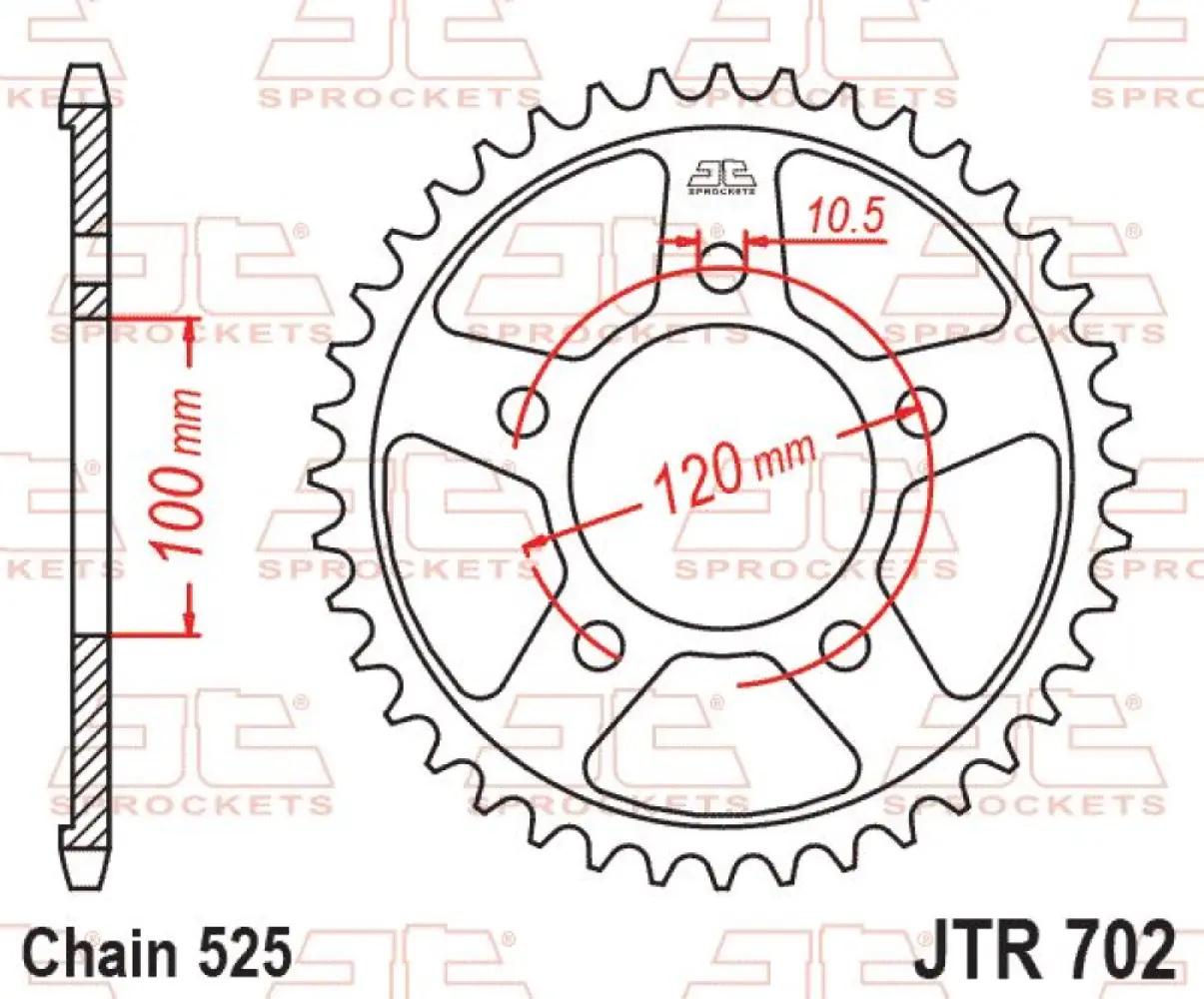 JT SPROCKETS - SPROCKET REAR 46T 525 - 12101135