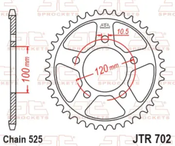 JT SPROCKETS - SPROCKET REAR 46T 525 - 12101135