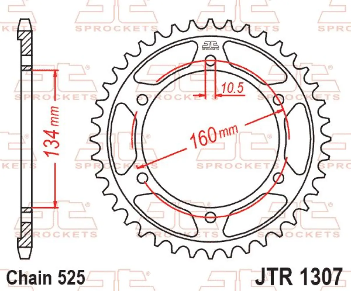 JT SPROCKETS - SPROCKET REAR 44T 525 - 12101354