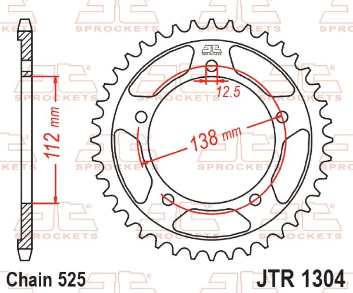 JT SPROCKETS - SPROCKET REAR 44T 525 BLK - 12101577