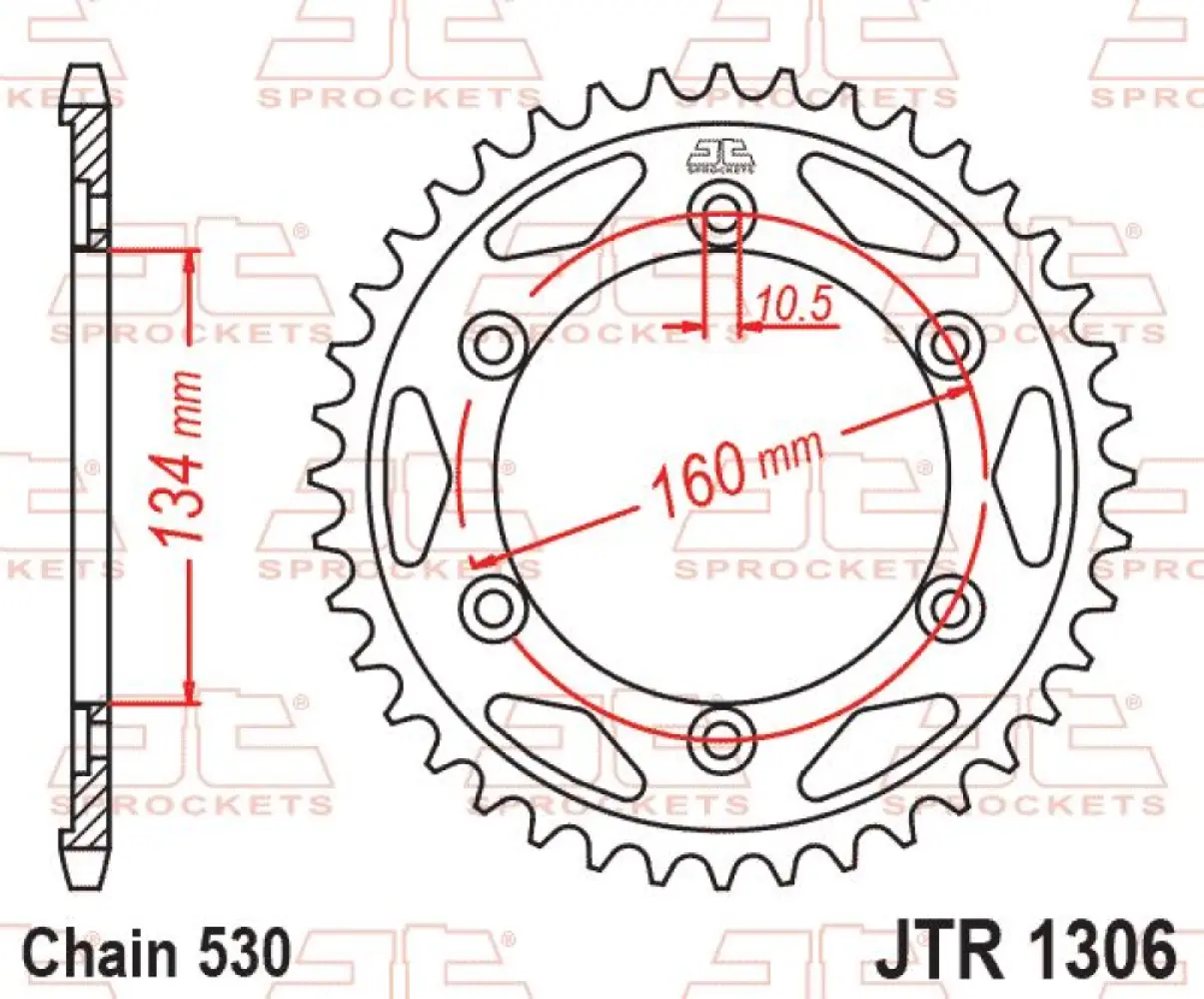 JT SPROCKETS - SPROCKET REAR 42T 530 BLK - 12101580