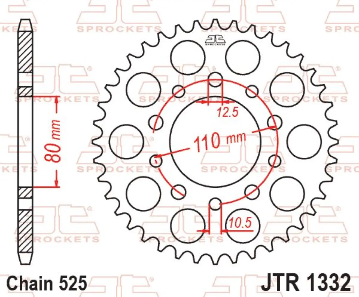 JT SPROCKETS - SPROCKET REAR 45T 525 BLK - 12101587