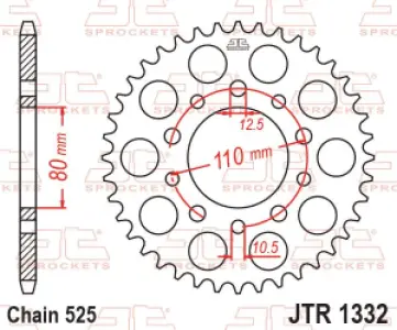 JT SPROCKETS - SPROCKET REAR 45T 525 BLK - 12101587