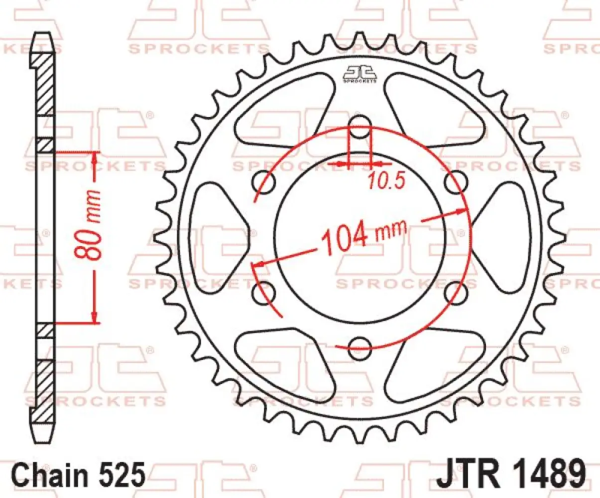 JT SPROCKETS - SPROCKET REAR 42T 525 BLK - 12101601