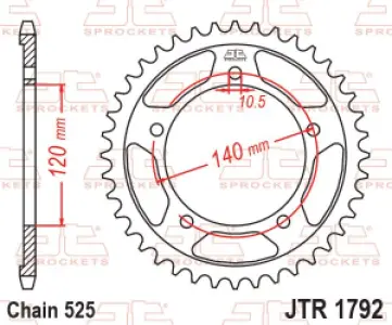 JT SPROCKETS - SPROCKET REAR 42T 525 BLK - 12101606