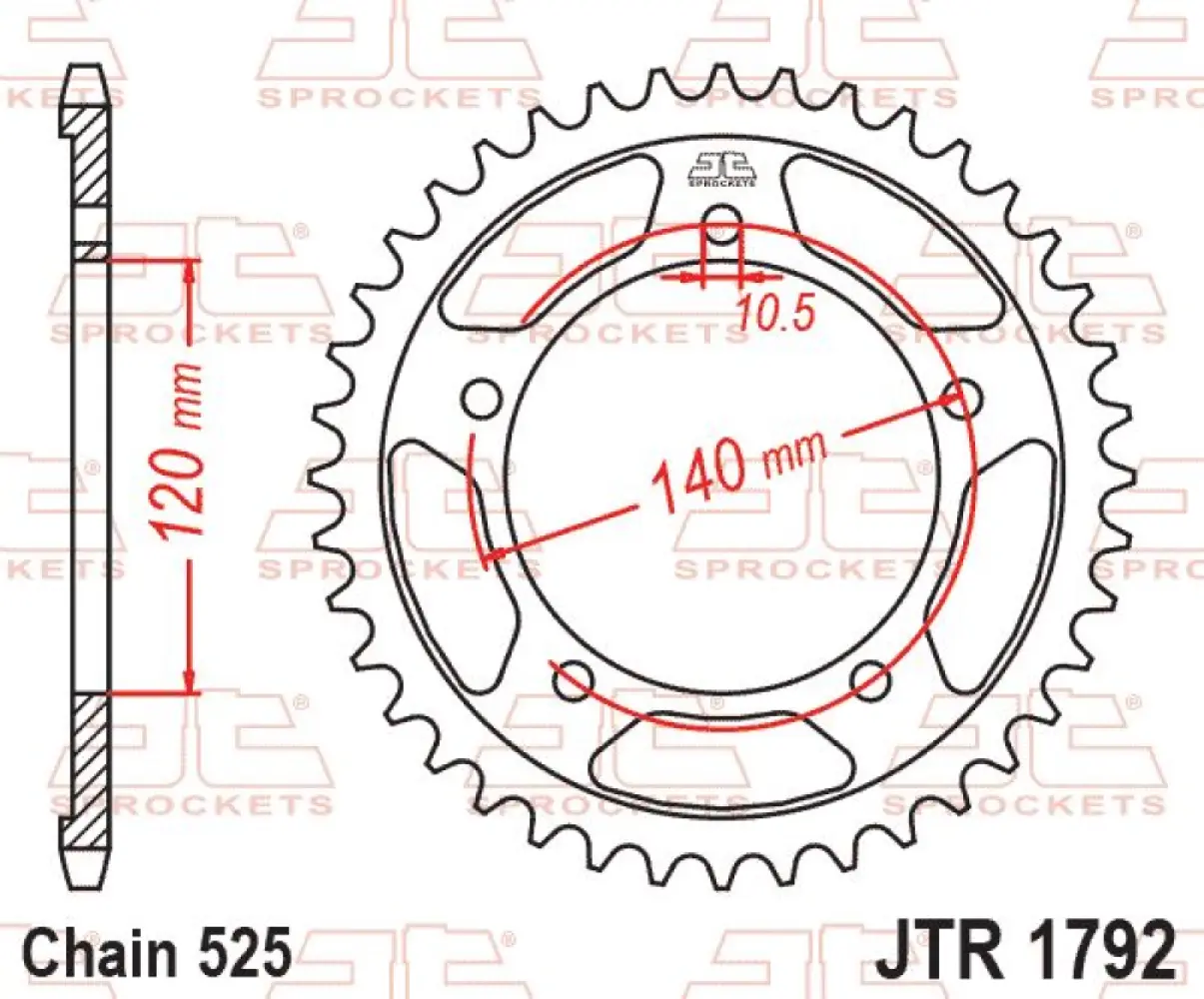 JT SPROCKETS - SPROCKET REAR 48T 525 BLK - 12101610