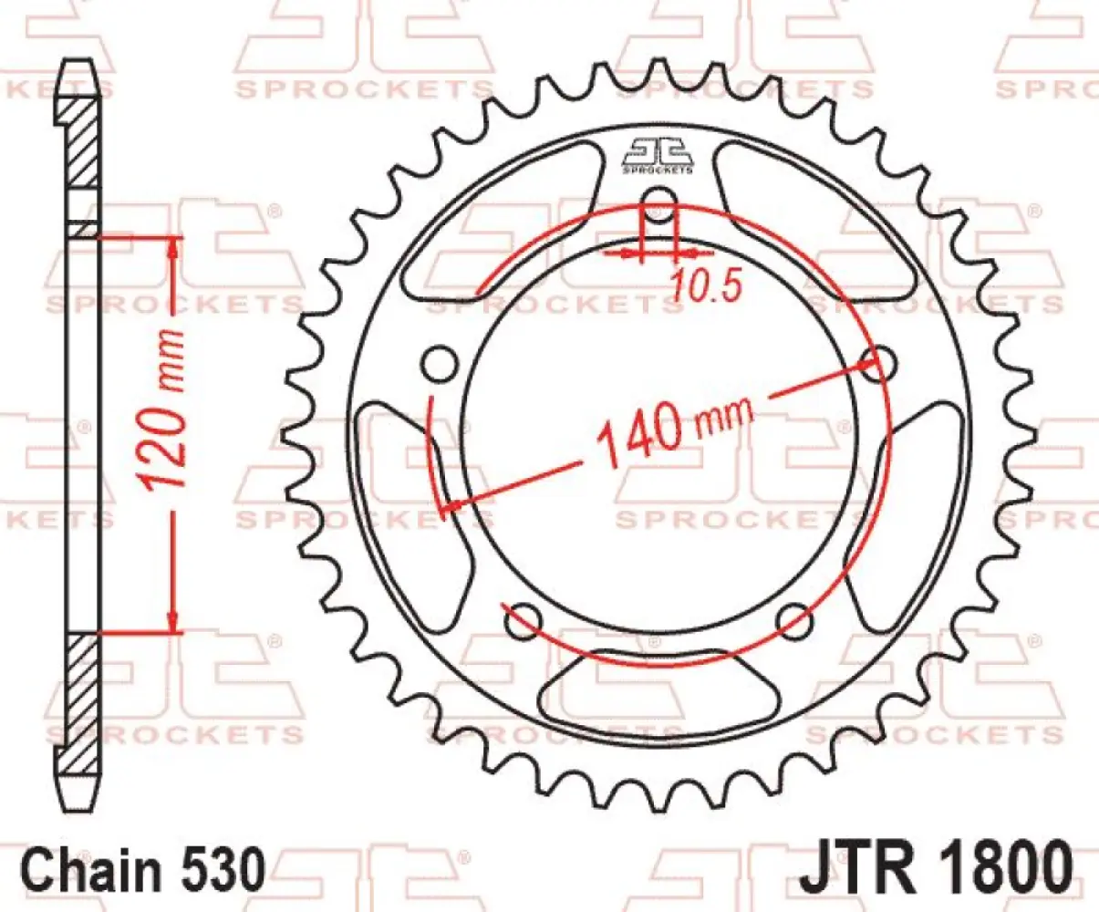 JT SPROCKETS - SPROCKET REAR 43T 530 BLK - 12101612