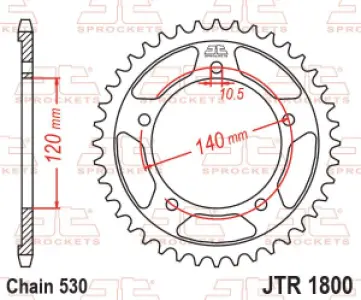 JT SPROCKETS - SPROCKET REAR 45T 530 BLK - 12101614
