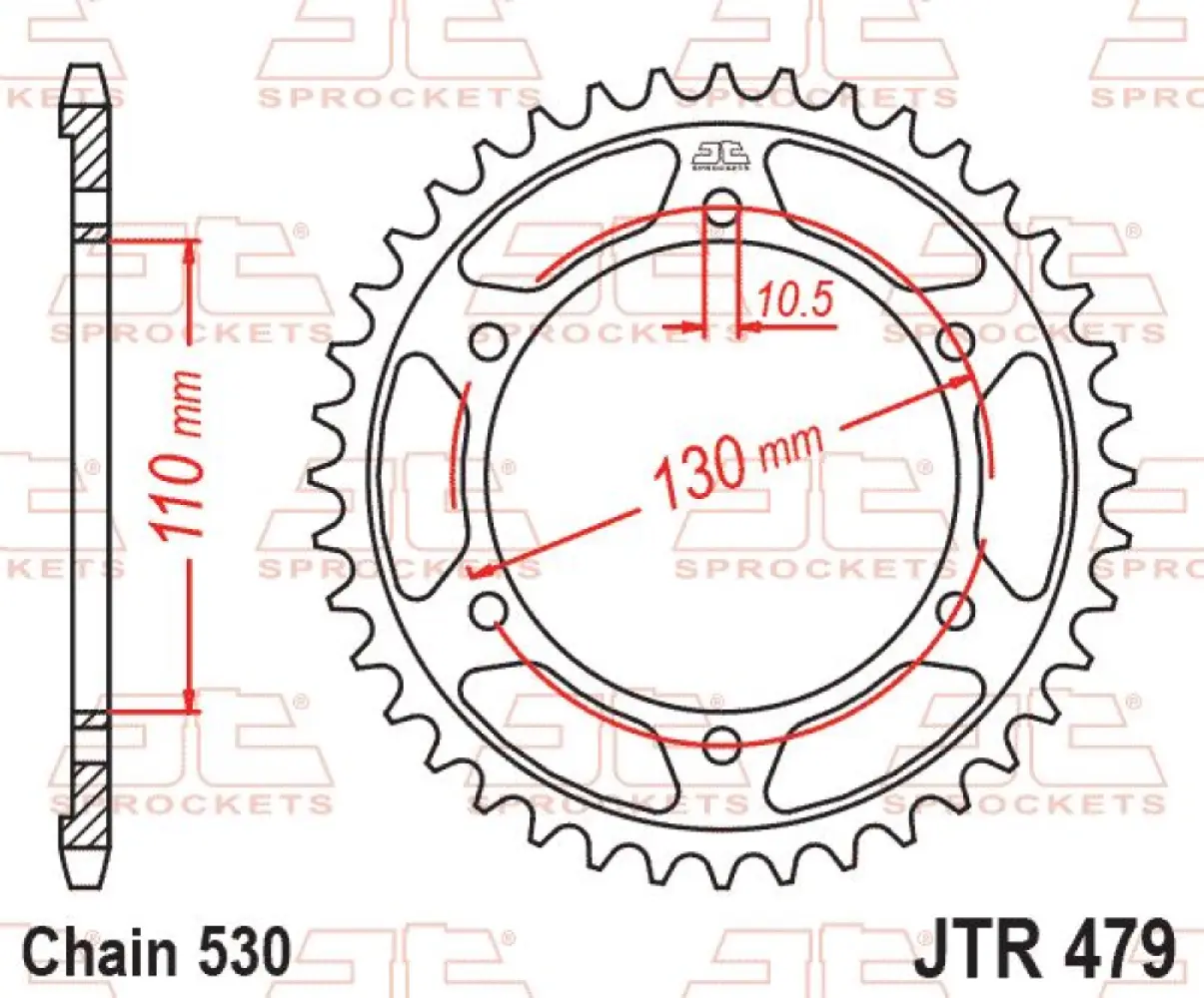 JT SPROCKETS - SPROCKET REAR 45T 530 BLK - 12101665