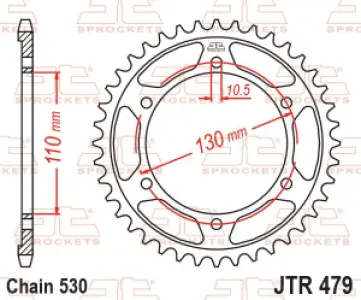JT SPROCKETS - SPROCKET REAR 45T 530 BLK - 12101665