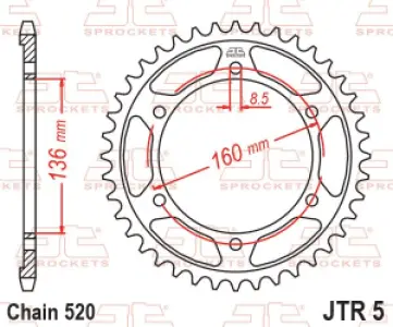 JT SPROCKETS - SPROCKET REAR 47T 520 BLK - 12101672