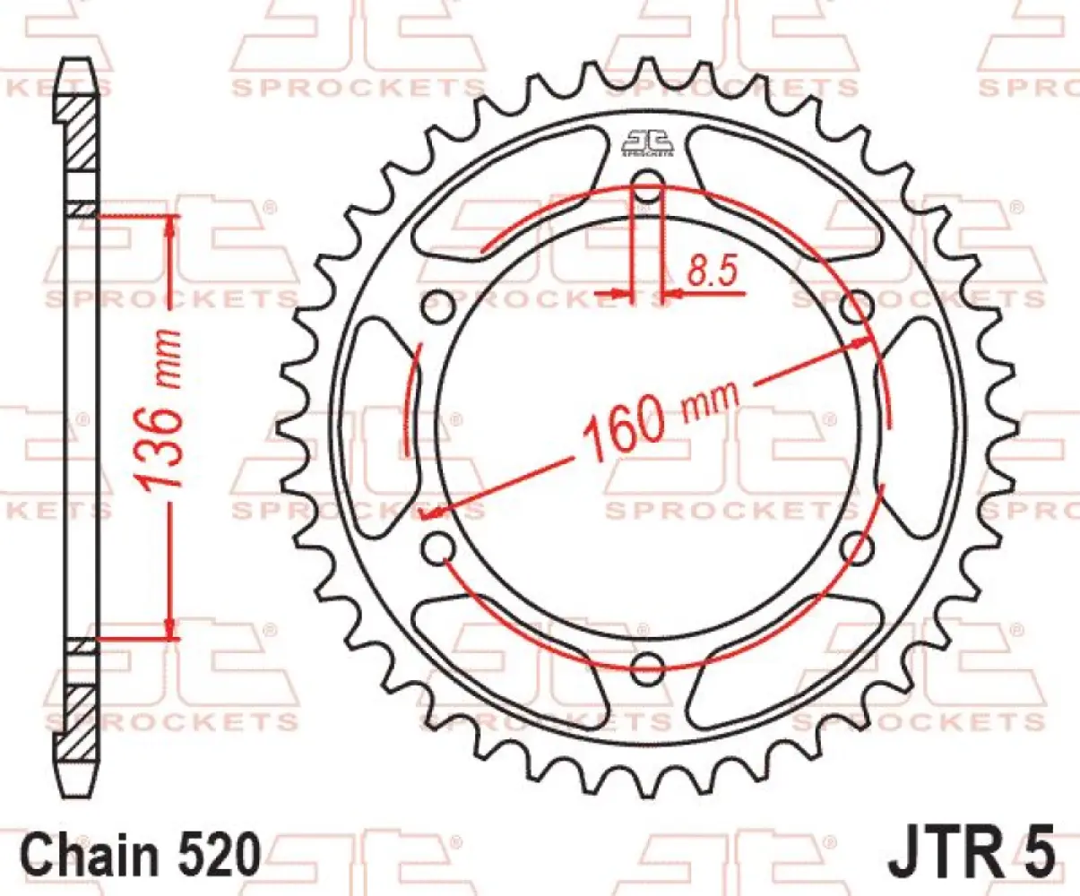JT SPROCKETS - SPROCKET REAR 40T 520 - 12102409