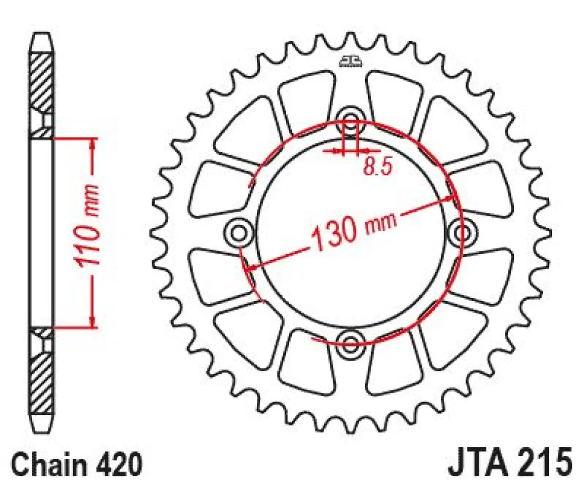 JT SPROCKETS - SPROCKET RL 55T HON RED - 12112575