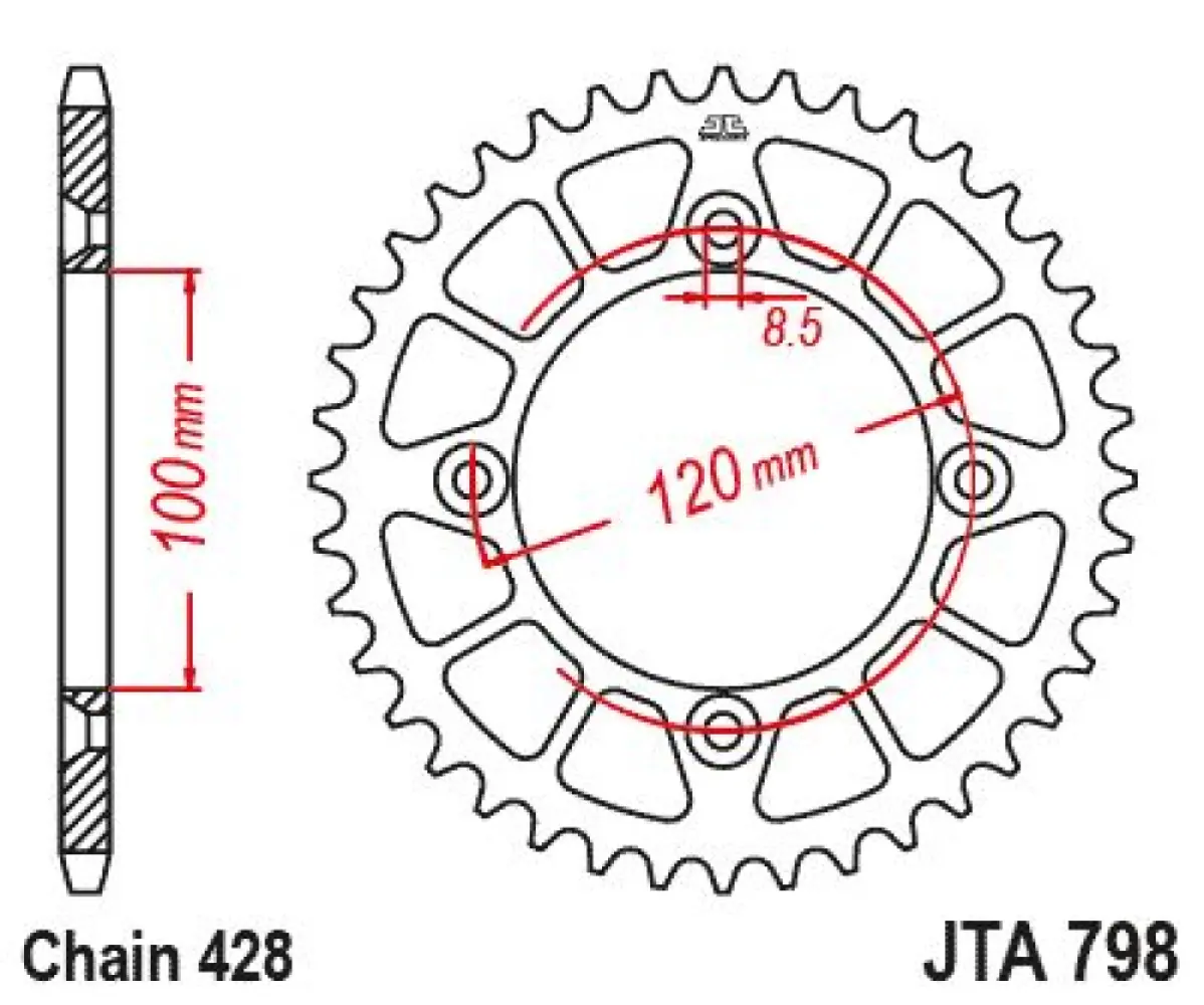 JT SPROCKETS - SPRKT RL 52T SUZ/YAM BLK - 12112593