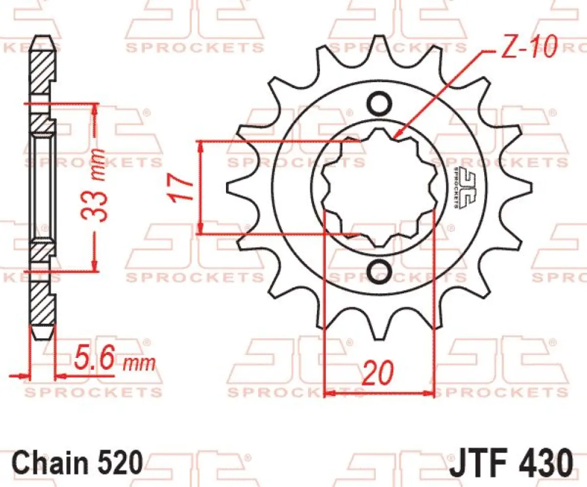 JT SPROCKETS - SPROCKET FRONT 14T 520 - 12120228