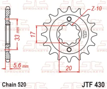 JT SPROCKETS - SPROCKET FRONT 14T 520 - 12120228