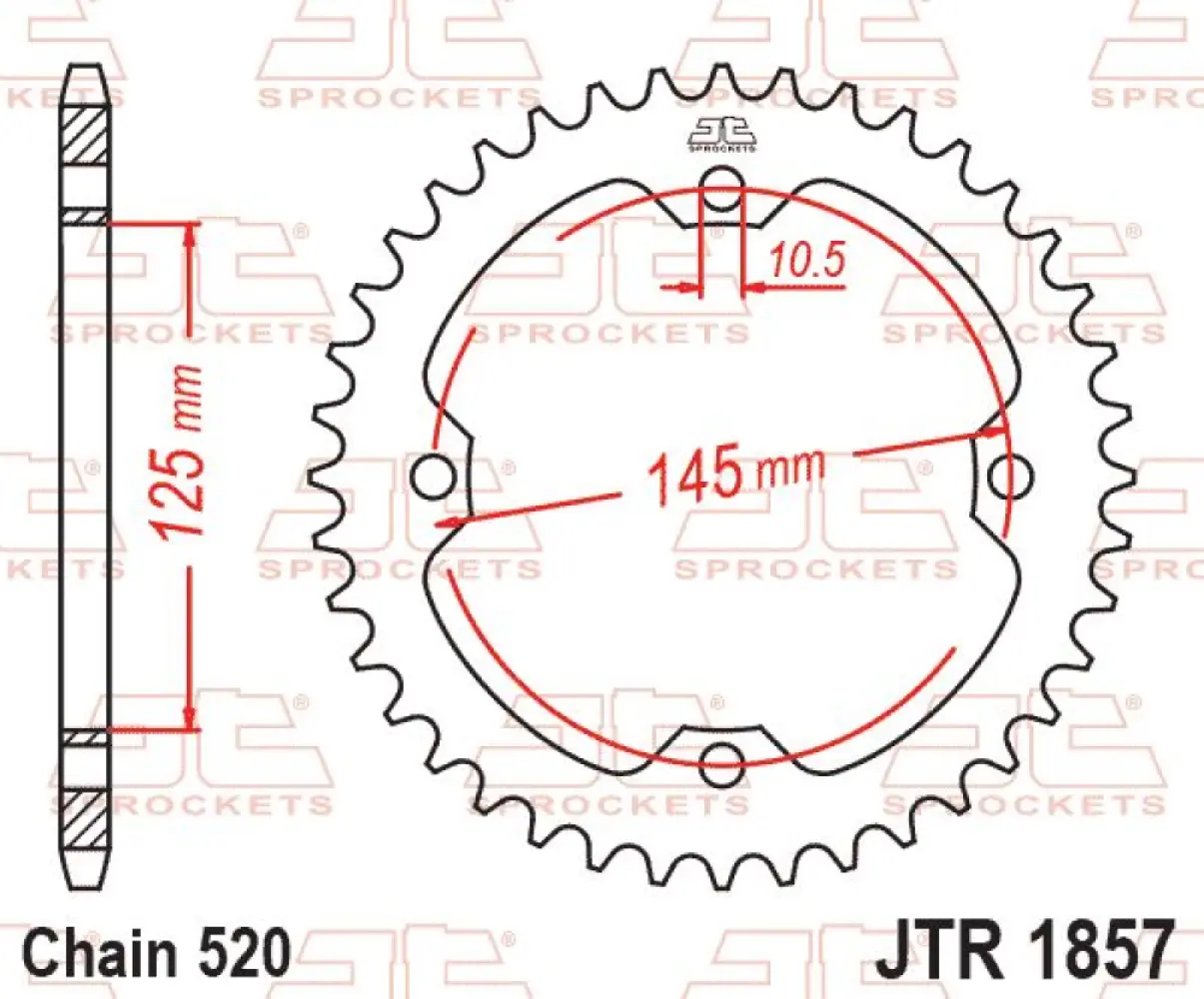 JT SPROCKETS - SPROCKET REAR 45T 520 - 12120236