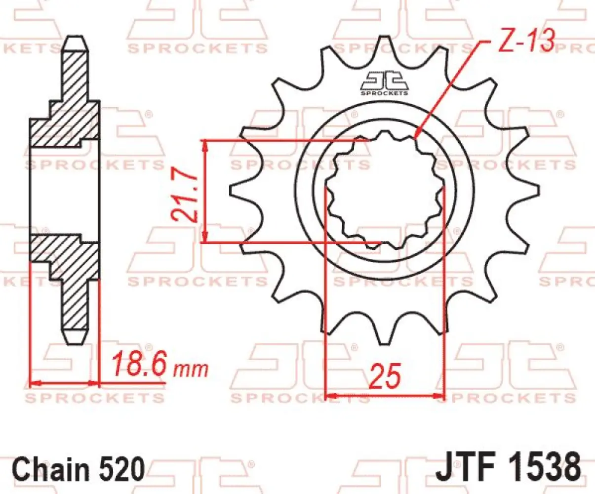 JT SPROCKETS - SPROCKET FRONT 14T 520 - 12120549