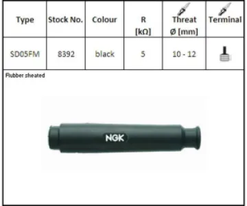 NGK SPARK PLUGS - SPARK PLUG CAP SD05FM - 21040377