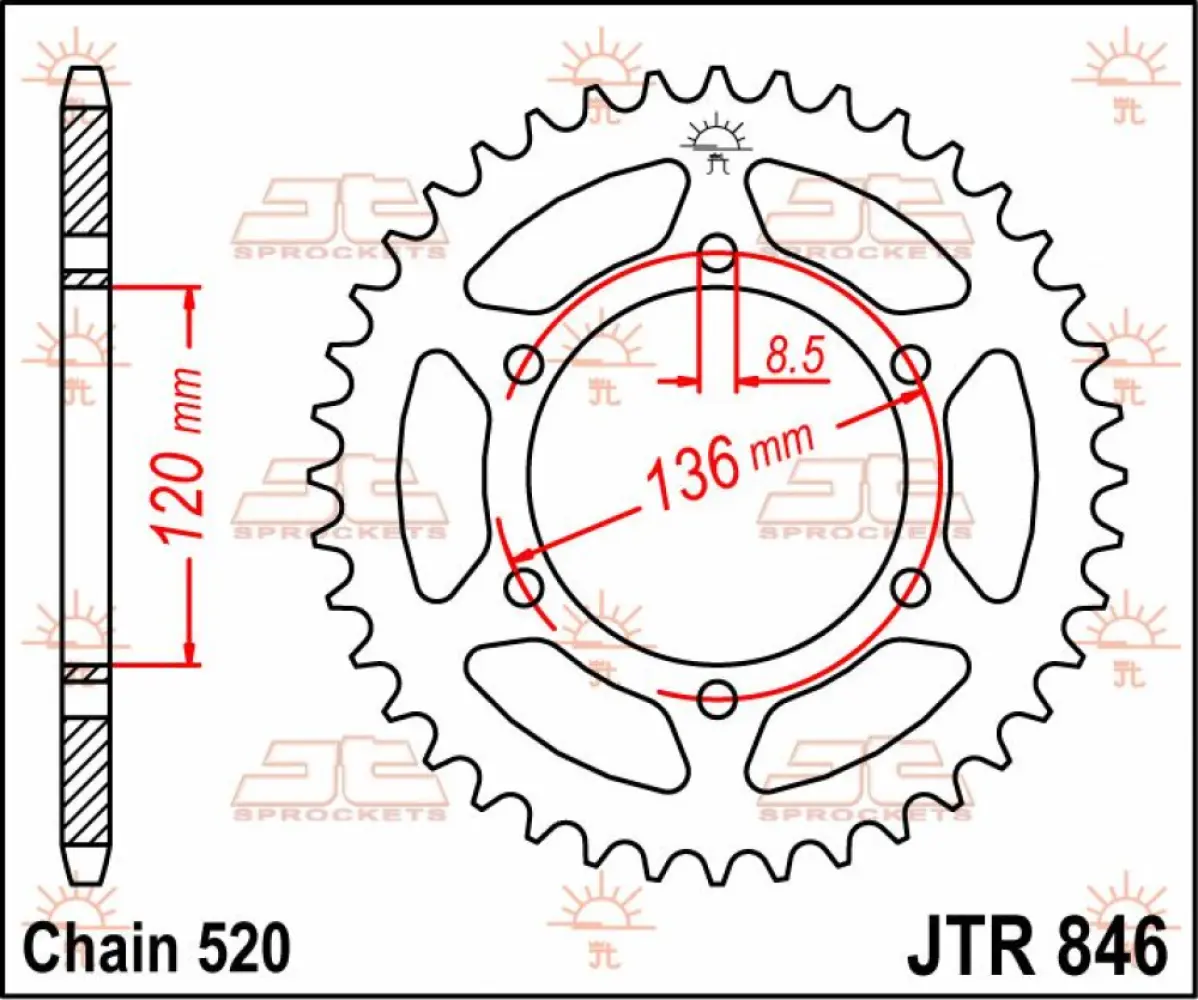 JT SPROCKETS - SPROCKET REAR 39T 520 - 12100690