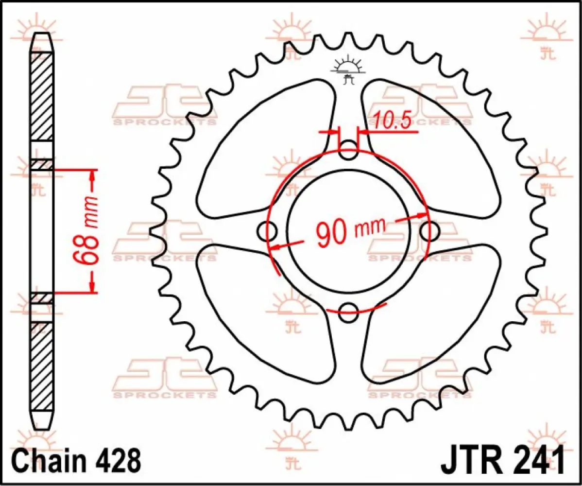 JT SPROCKETS - SPROCKET REAR 53T 428 - 12100771
