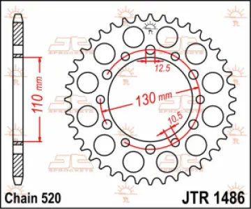 JT SPROCKETS - SPROCKET REAR 44T 520 - 12101133